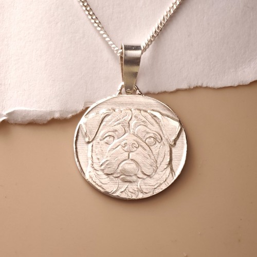 Collana cane carlino - , argento