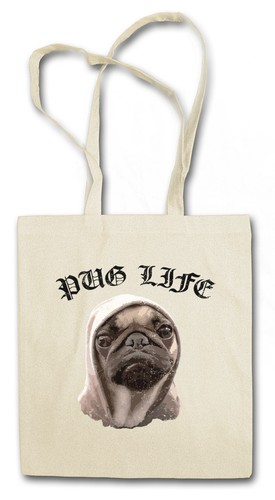 Pug life borsa tessuto - ii,