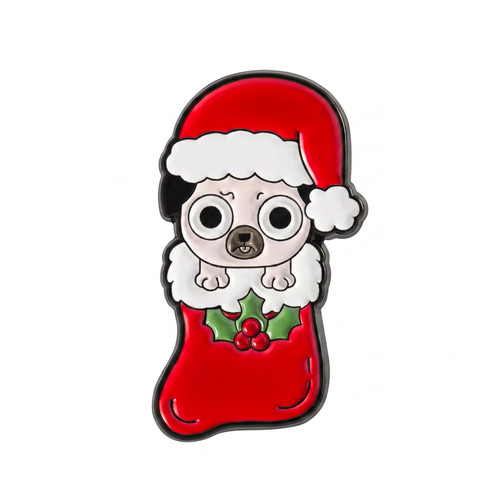 Christmas pug stocking enamel - pug,