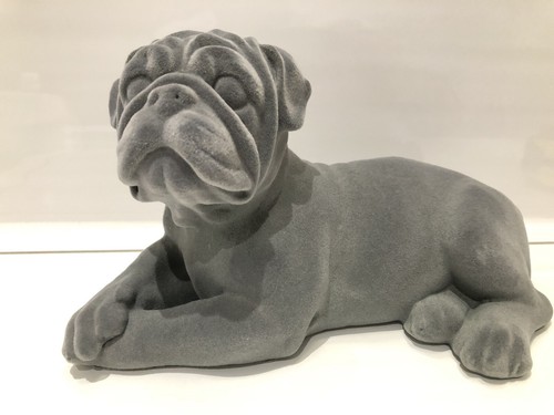 Grey velveteen pug ornament - pug,
